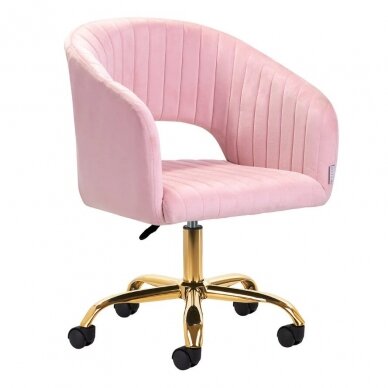 4Rico beauty salon chair with wheels QS-OF212G, pink velvet