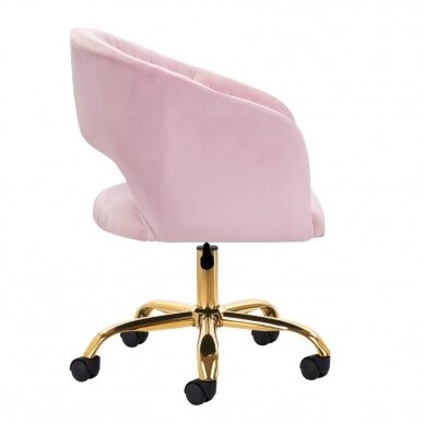 4Rico beauty salon chair with wheels QS-OF212G, pink velvet 2