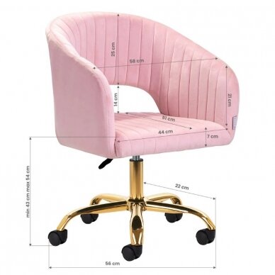 4Rico beauty salon chair with wheels QS-OF212G, pink velvet 6