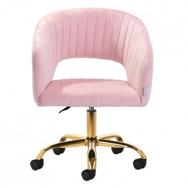 4Rico beauty salon chair with wheels QS-OF212G, pink velvet 1