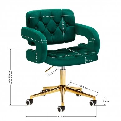 4Rico beauty salon chair with wheels QS-OF213G, green velvet 9