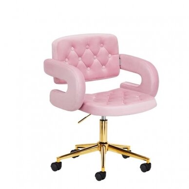 4Rico beauty salon chair with wheels QS-OF213G, pink velvet