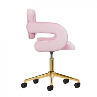 4Rico beauty salon chair with wheels QS-OF213G, pink velvet 3