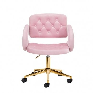 4Rico beauty salon chair with wheels QS-OF213G, pink velvet 1