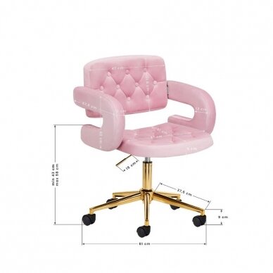 4Rico beauty salon chair with wheels QS-OF213G, pink velvet 8