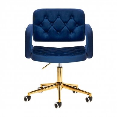 4Rico beauty salon chair with wheels QS-OF213G, blue velvet 1