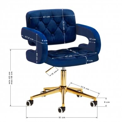 4Rico beauty salon chair with wheels QS-OF213G, blue velvet 9