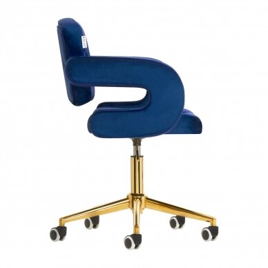 4Rico beauty salon chair with wheels QS-OF213G, blue velvet 3