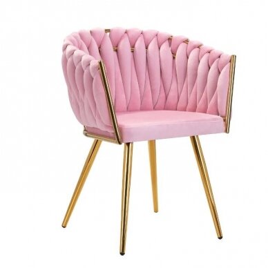 4Rico beauty salon waiting chair QS-GW06G, pink velvet