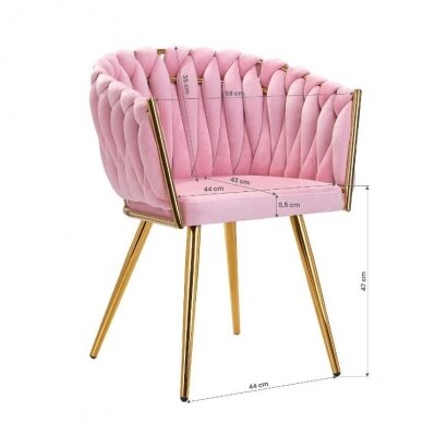 4Rico beauty salon waiting chair QS-GW06G, pink velvet 8