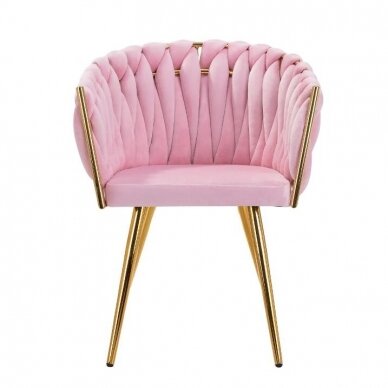 4Rico beauty salon waiting chair QS-GW06G, pink velvet 3