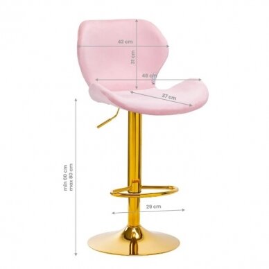 4RICO professional makeup chair for beauty salons QS-B15, pink velvet color 4