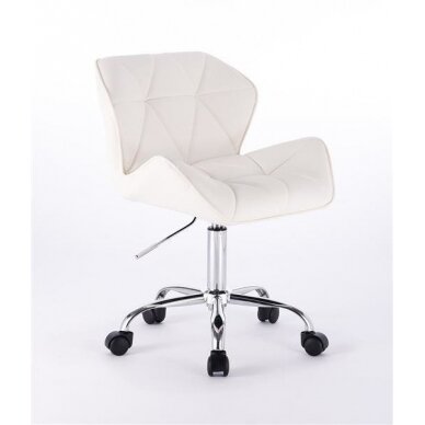 Beauty salons and beauticians stool HC111K, white eco-leather