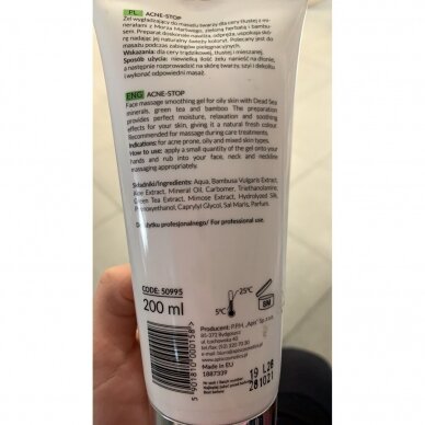 APIS ACNE STOP gelis veido masažo procedūroms veido odai pažeistai akne, 200 ml 1