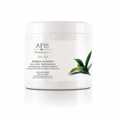 APIS ACNE STOP alginate seaweed mask ACNE STOP with bamboo, green tea, Dead Sea black mud, 250 g.