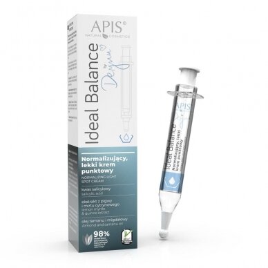 APIS IDEAL BALANCE normalizuojantis veido kremas su Salicilo rūgštimis bei migdolų aliejumi, 10 ml.