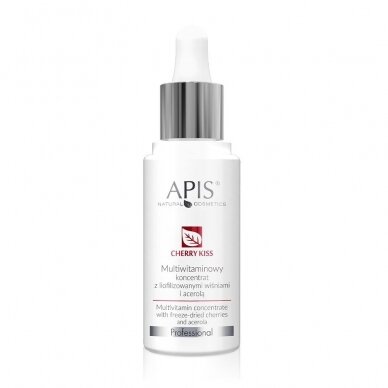 APIS CHERRY KISS multivitaminų koncentratas su liofilizuotomis vyšniomis ir acerola veido odos drėkinimui ir regeneracijai, 30 ml