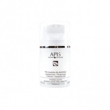 APIS PROFESSIONAL rūgščių miksas 40%: lakto+porogon+pieno+azelain, 50 ml