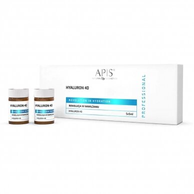 APIS stipriai drėkinančios ampulės su hialuronu 4D ir makadamijų aliejumi, 5*5 ml