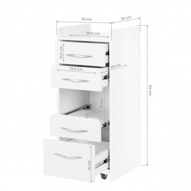 Professional cosmetology cart-cabinet with place for tool sterilizer MINI 969, white color 6