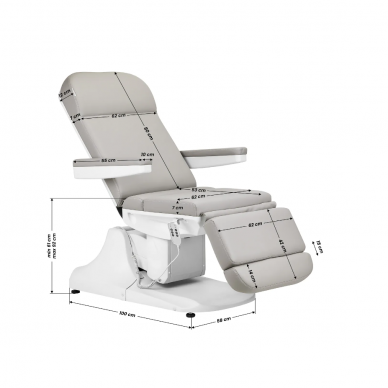 AZZURRO profesionali elektrinė kosmetologinė kėdė - gultas 891 (3 varikliai), pilkos spalvos 14