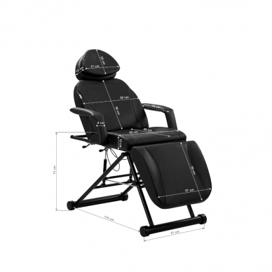 AZZURRO profesionali kosmetologinė kėdė - gultas 563, juodos spalvos 15