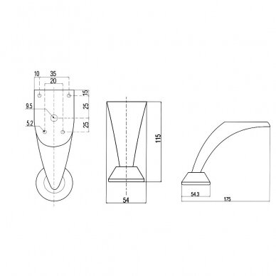 Furniture leg CHROM H-120 1