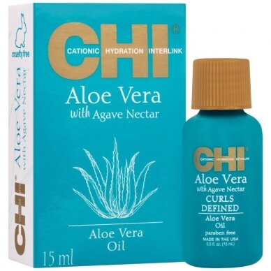 CHI  Aloe Vera aliejukas garbanuotiems plaukams su agavų ekstraktais, 15 ml