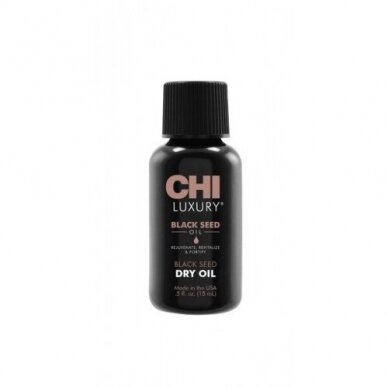 CHI LUXURY BLACK SEED plaukų galiukus atkūriantis ir glotninantis juodųjų kmynų aliejus, 15 ml