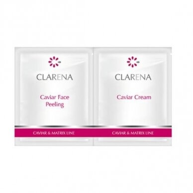 CLARENA CAVIAR double action scrub for all skin types 3 ml + caviar cream with lifting and brightening effect, 3 ml