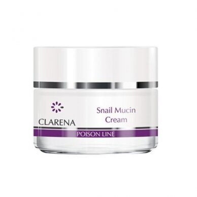 CLARENA POISON LINE SNAIL MUCIN CREAM lengvas kremas su sraigių mucinu, 50 ml