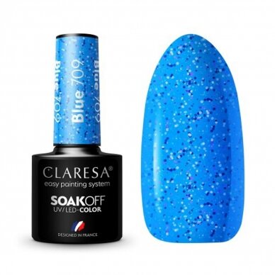 CLARESA long lasting hybrid gel polish BLUE 709, 5 g.