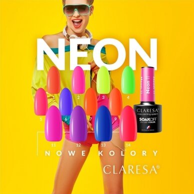 CLARESA ilgalaikis hibridinis nagų lakas NEON 11, 5g. 1