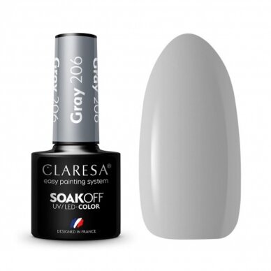 CLARESA long lasting hybrid gel polish GRAY 206, 5g.