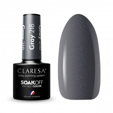 CLARESA long lasting hybrid gel polish GRAY 218, 5g.