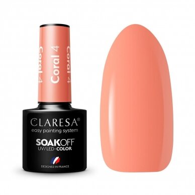 CLARESA long lasting hybrid gel polish CORAL 004, 5g.