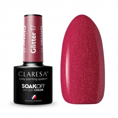 CLARESA long lasting hybrid gel polish GLITTER 17, 5g.