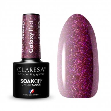 CLARESA long lasting hybrid gel polish Galaxy Red, 5g.