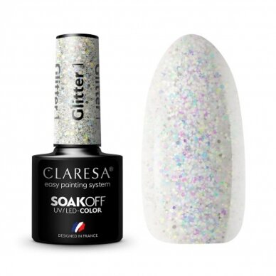 CLARESA long lasting hybrid gel polish GLITTER 1, 5g.