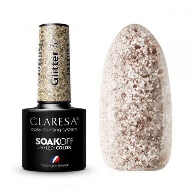 CLARESA long lasting hybrid gel polish GLITTER 3, 5g.