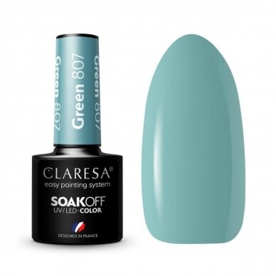 CLARESA long lasting hybrid gel polish GREEN 807, 5g.