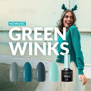 CLARESA стойкий гибридный гель лак для ногтей GREEN WINKS 1, 5g. 1