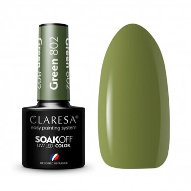 CLARESA long lasting hybrid gel polish GREEN 802, 5 g.