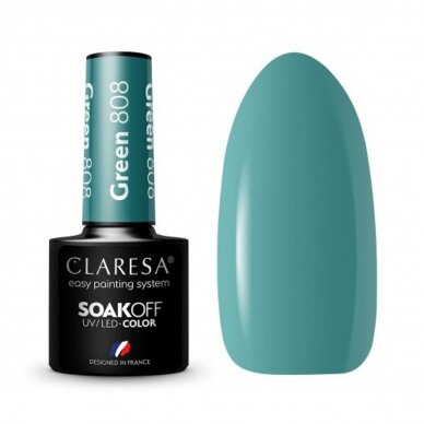 CLARESA long lasting hybrid gel polish GREEN 808, 5g.