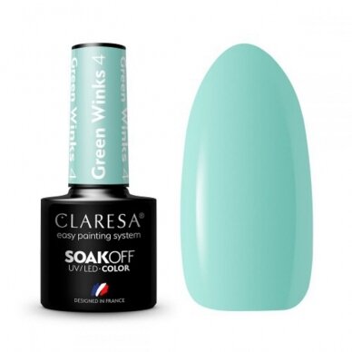 CLARESA long lasting hybrid gel polish GREEN WINKS 4, 5g.