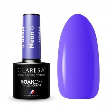 CLARESA long lasting hybrid gel polish NEON 6, 5g.