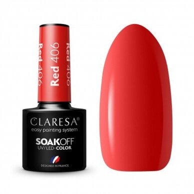 CLARESA long lasting hybrid gel polish RED 406, 5g.