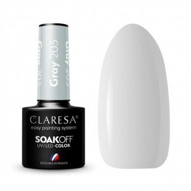 CLARESA long lasting hybrid gel polish GRAY 203, 5g.