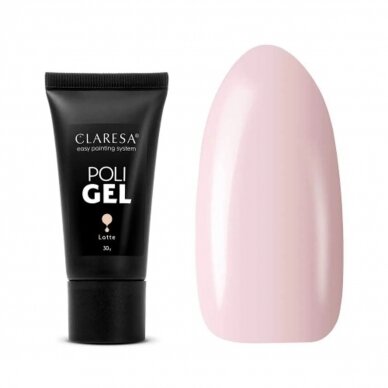 CLARESA POLI GEL Полигель для наращивания ногтей персиковый цвет LATTE, 30 g.