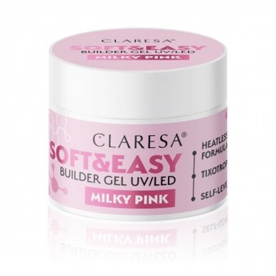 CLARESA cтроительный гель SOFT&EASY GEL MILKY PINK, 12 г. 3